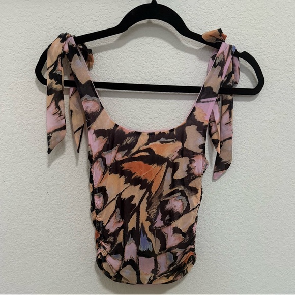 Free People Avenue Ribbon Tank Top Pink Combo Size Medium M NEW Y2K - Picture 4 of 12